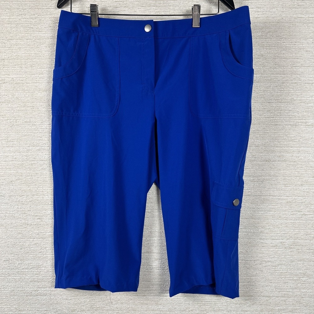 Zenergy Chico's Neema Emma Cargo Crop Pants Mysterious Blue Sz 2 Utility Casual